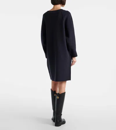 Max Mara Viscose And Wool Yarn Dress In Blue