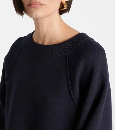 Max Mara Viscose And Wool Yarn Dress In Blue