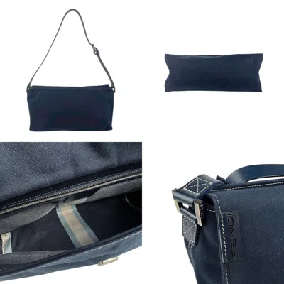 Pre-owned Fendi Navy Cotton Canvas Shoulder Bag ()