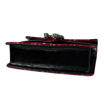 Pre-owned Gucci Black Red Color Velvet Leather Shoulder Bag ()