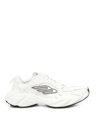 Balenciaga Monday White Low Top Sneakers With Logo Detail And Embossed Size On The Rear In Leather And Fabric M In White