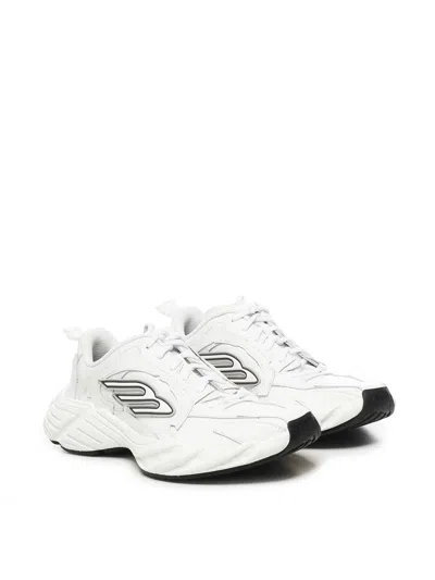 Balenciaga Monday White Low Top Sneakers With Logo Detail And Embossed Size On The Rear In Leather And Fabric M In White
