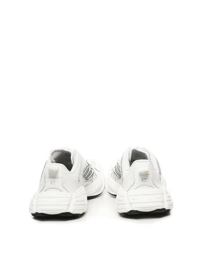 Balenciaga Monday White Low Top Sneakers With Logo Detail And Embossed Size On The Rear In Leather And Fabric M In White