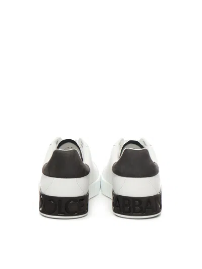 Dolce & Gabbana Portifano Panelled Leather Sneakers In White