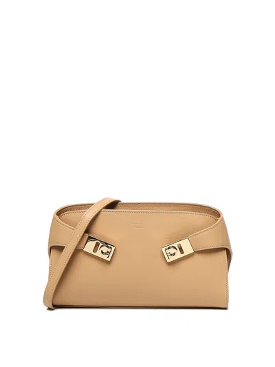 Ferragamo Mini Hug Shoulder Bag In Sand