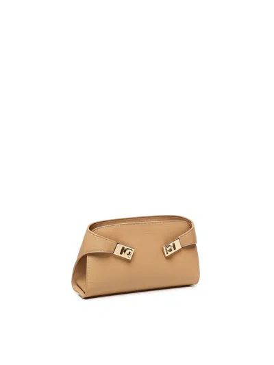 Ferragamo Mini Hug Shoulder Bag In Sand