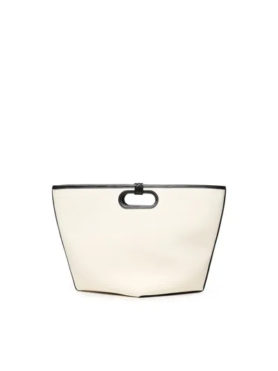 Alaïa Folded Large Leather-trimmed Canvas Tote Bag In Sand