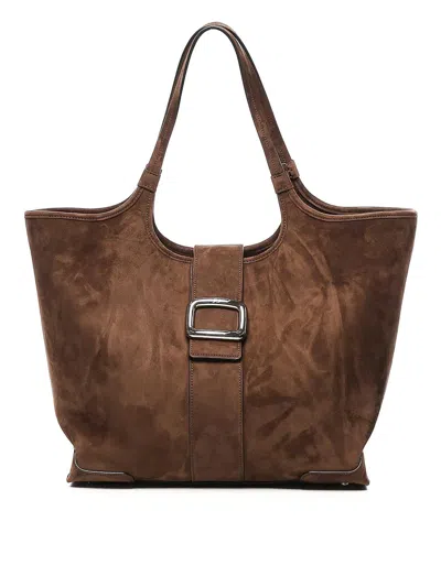 Roger Vivier Suede Leather Medium 'viv' Choc' Shopping Bag In Brown