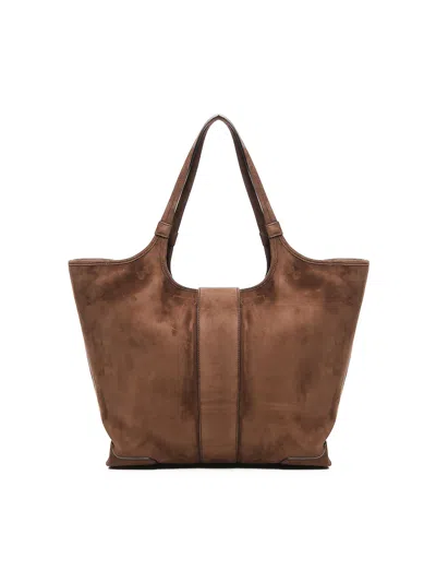 Roger Vivier Suede Leather Medium 'viv' Choc' Shopping Bag In Brown