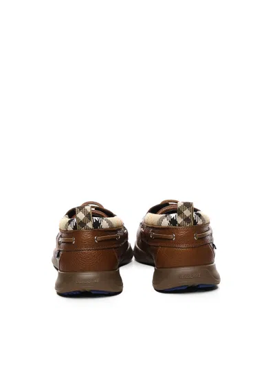 Burberry Leather Loafers Round Toe Rubber Sole In Brown