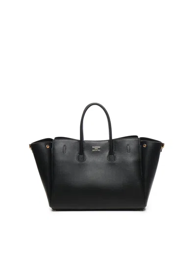 Balenciaga Black Leather Medium Carry All Bel Air Shopping Bag In Black