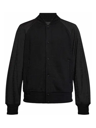 Givenchy Mens Black Monogram-jacquard Classic-fit Wool-blend Varsity Jacket In Black