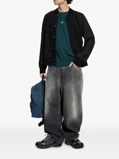 Givenchy Mens Black Monogram-jacquard Classic-fit Wool-blend Varsity Jacket In Black