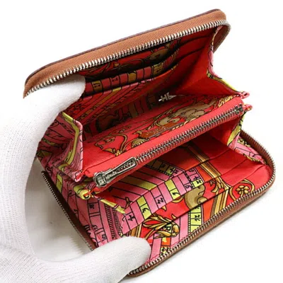 Pre-owned Hermes Gold Epsom Leather Silk Coin Purse/coin Case ()