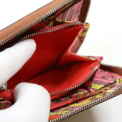 Pre-owned Hermes Gold Epsom Leather Silk Coin Purse/coin Case ()