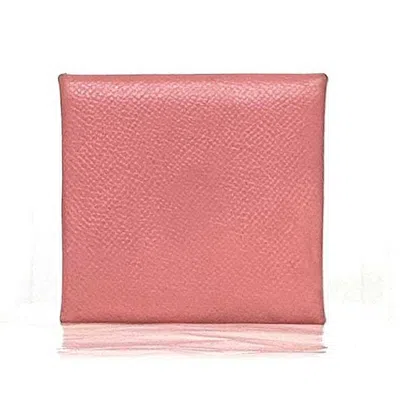 Pre-owned Hermes Pink Leather Togo Leather Coin Purse/coin Case ()