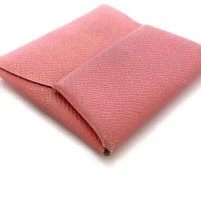 Pre-owned Hermes Pink Leather Togo Leather Coin Purse/coin Case ()