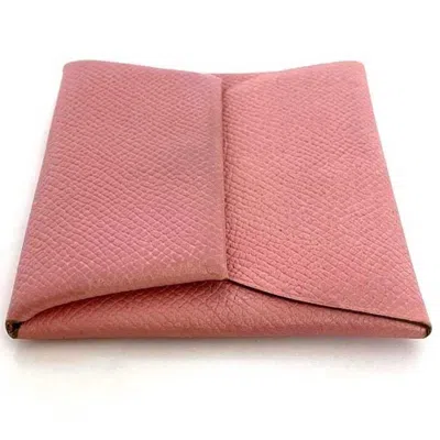 Pre-owned Hermes Pink Leather Togo Leather Coin Purse/coin Case ()