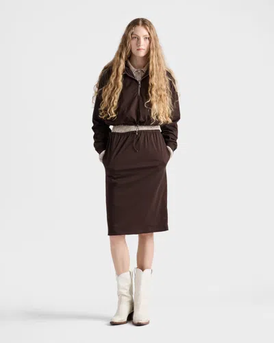 Prada Reversible Drawstring Hem Cotton Sweatshirt In Black