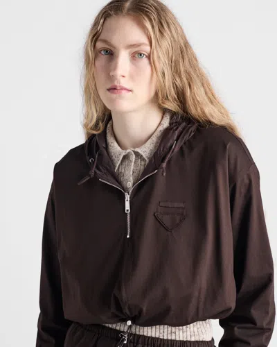 Prada Reversible Drawstring Hem Cotton Sweatshirt In Black