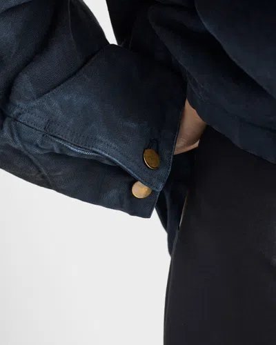 Prada Leather-collar Canvas Utility Jacket In Blue