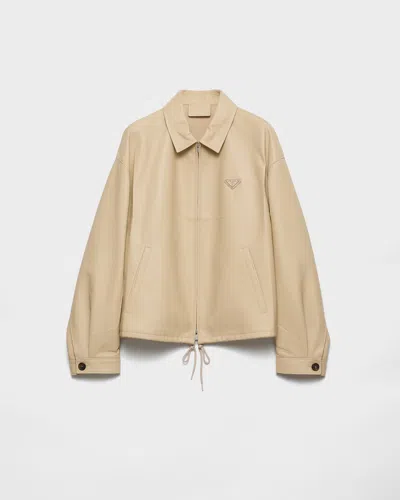Prada Womens Neutral Triangle-logo Blouson Leather Jacket In Neutral