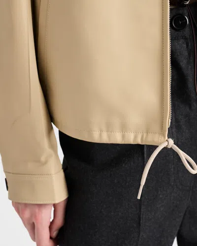 Prada Womens Neutral Triangle-logo Blouson Leather Jacket In Neutral