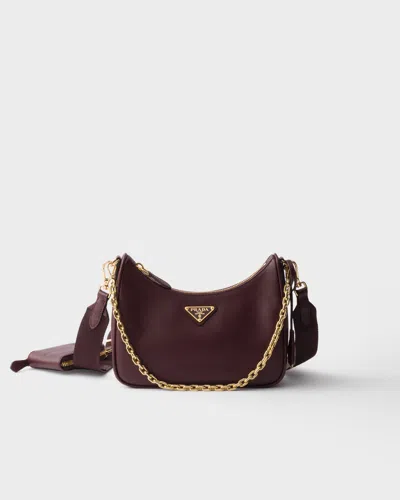 Prada Burgundy Leather Re-edition 2005 Shoulder Bag In Burgundy