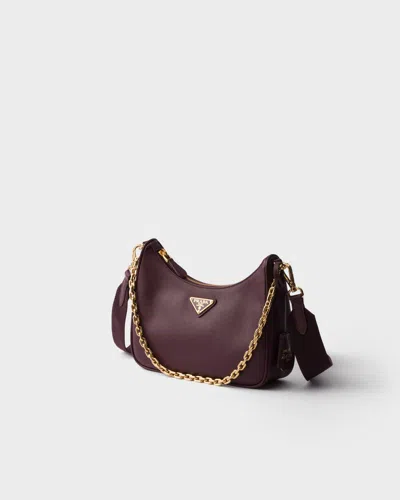 Prada Burgundy Leather Re-edition 2005 Shoulder Bag In Burgundy