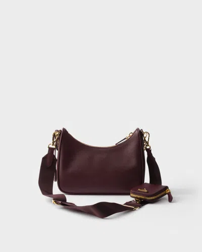 Prada Burgundy Leather Re-edition 2005 Shoulder Bag In Burgundy