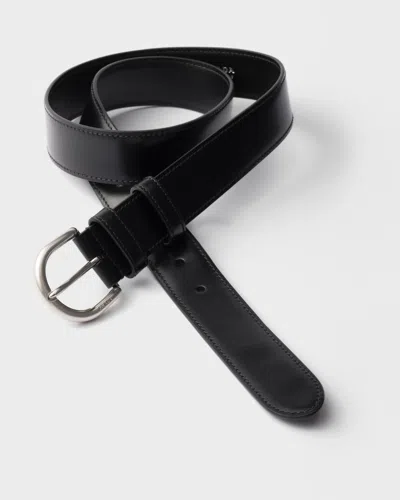 Prada Leather Belt In Black