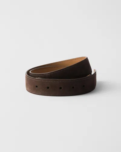Prada Suede Belt Strap In Brown