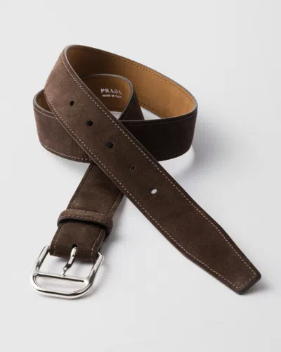 Prada Suede Belt Strap In Brown