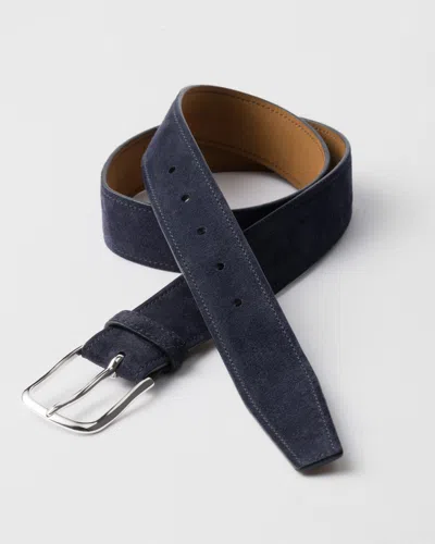 Prada Suede Belt Strap In Blue