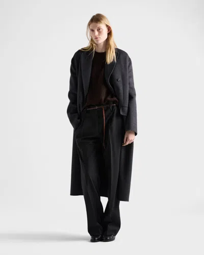 Prada Light Wool Pants In Black