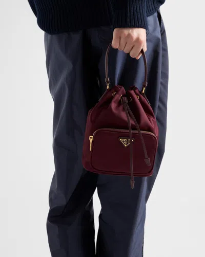 Prada Womens Burgundy Duet Re-nylon Bucket Bag In Burgundy