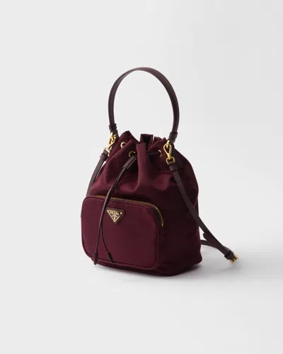 Prada Womens Burgundy Duet Re-nylon Bucket Bag In Burgundy