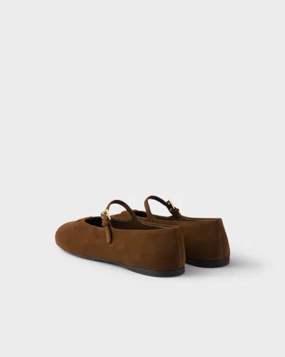 Prada Suede Ballerinas In Brown