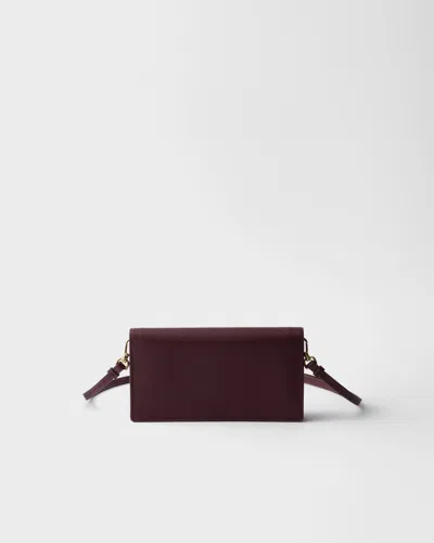 Prada Saffiano Leather Wallet On Chain In Burgundy