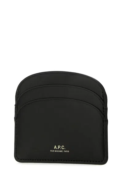 Apc A.p.c. Black Leather Card Holder In Black