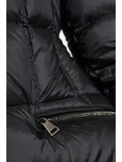 Moncler Boedic Hooded Shearling-trimmed Long Down Jacket Clothing In Black