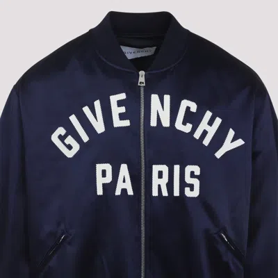 Givenchy Deep Navy Satin-finish Bomber Jacket In Blue