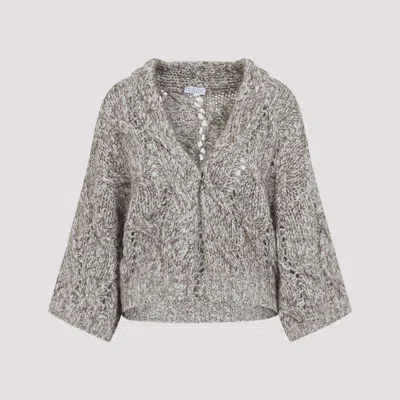 Brunello Cucinelli Braid Cardigan In Gray