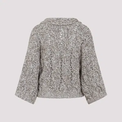 Brunello Cucinelli Braid Cardigan In Gray