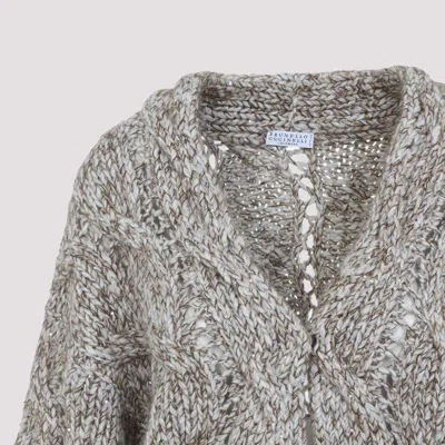Brunello Cucinelli Braid Cardigan In Gray