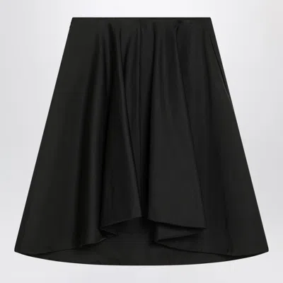 Alexander Mcqueen Alexander Mc Queen Flared Black Skirt In Silk Blend In Black