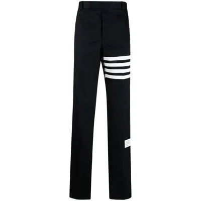 Thom Browne Striped Cotton-twill Straight-leg Pants In Black
