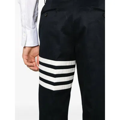 Thom Browne Striped Cotton-twill Straight-leg Pants In Black
