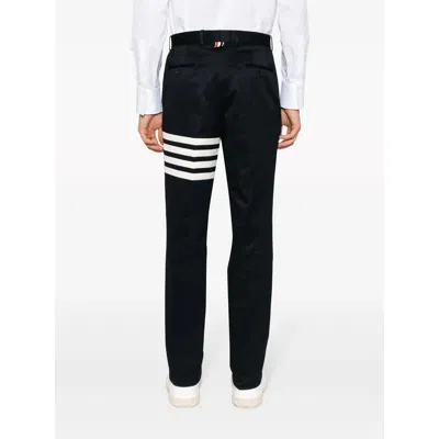 Thom Browne Striped Cotton-twill Straight-leg Pants In Black