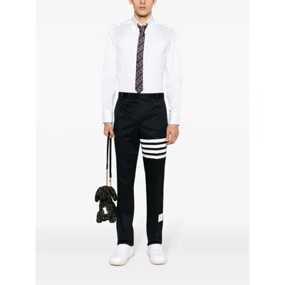 Thom Browne Striped Cotton-twill Straight-leg Pants In Black